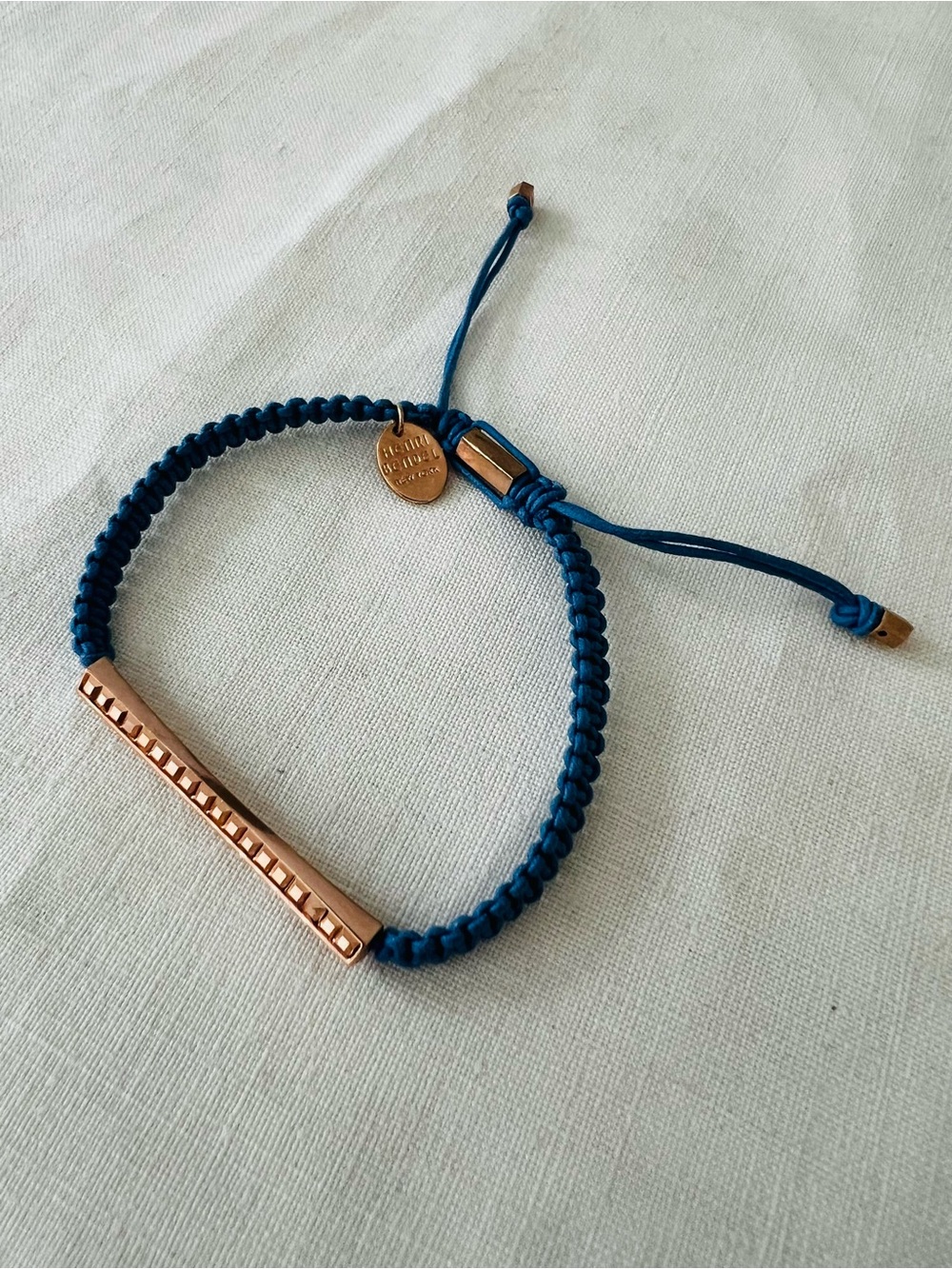 henri bendel Blue Braided Adjustable Cord Bracelet with Rose Gold Accents